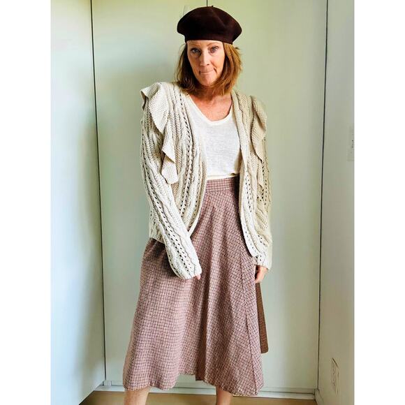 Womens Cotton Cardigan Sweaters Size Medium Ruffle Boho Cottagecore Fall Vibes - Picture 3 of 11